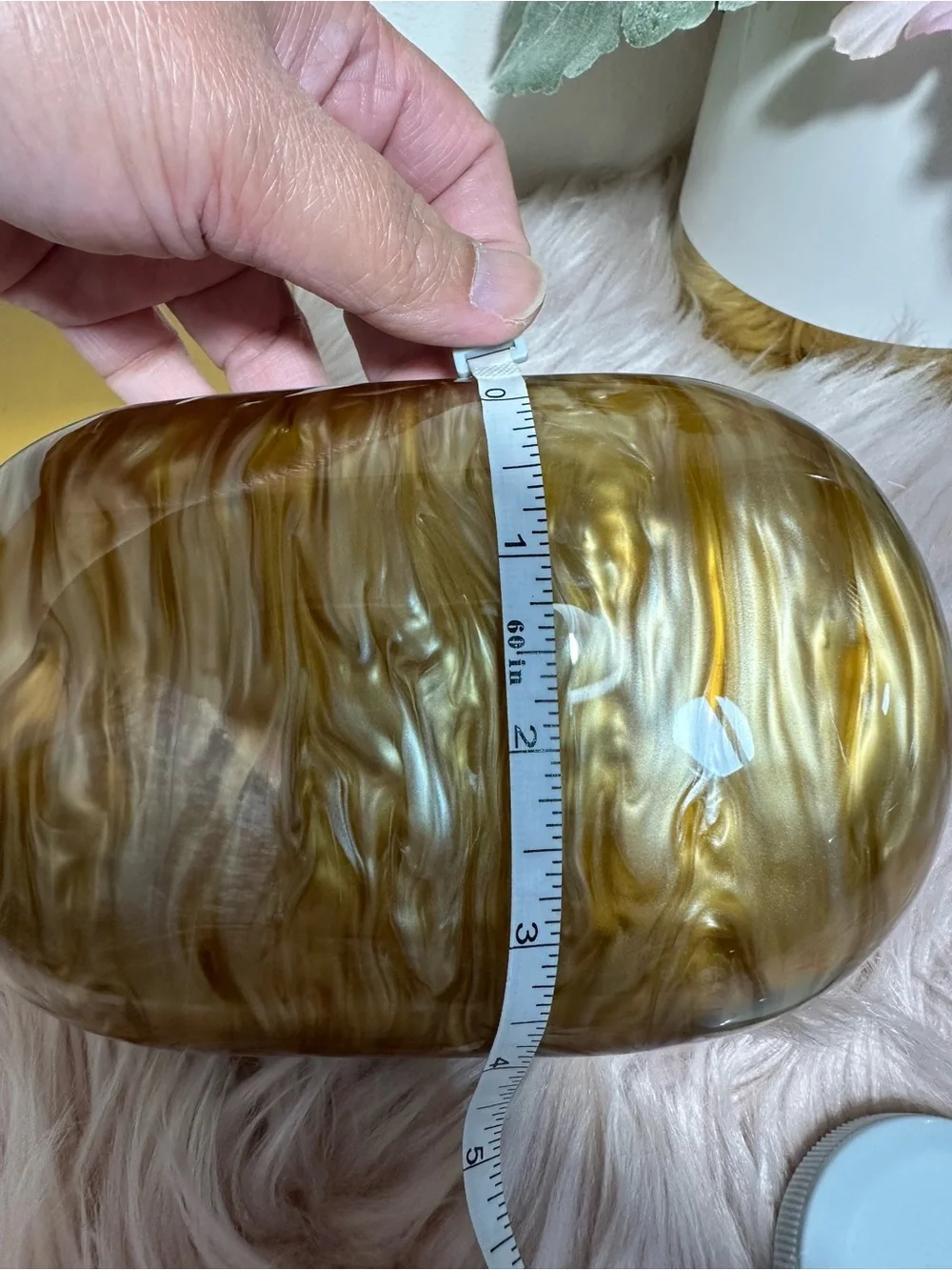 Gold Marbled Acrylic Evening Clutch with Chain Strap